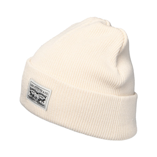 Levi's Backpatch Beanie Mütze aus Baumwolle - Creme