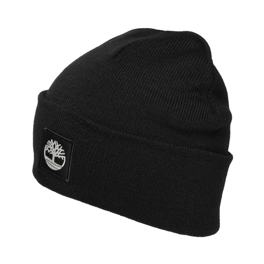 Timberland Tonal Patch Cuffed Beanie Mütze - Schwarz