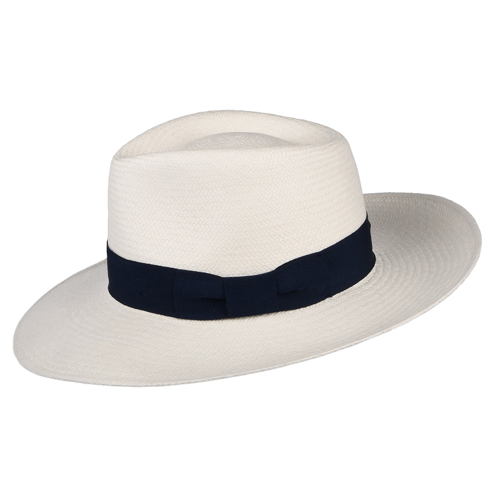 Failsworth Chatsworth Panama Fedora Hut - Perlweiß-Marineblau