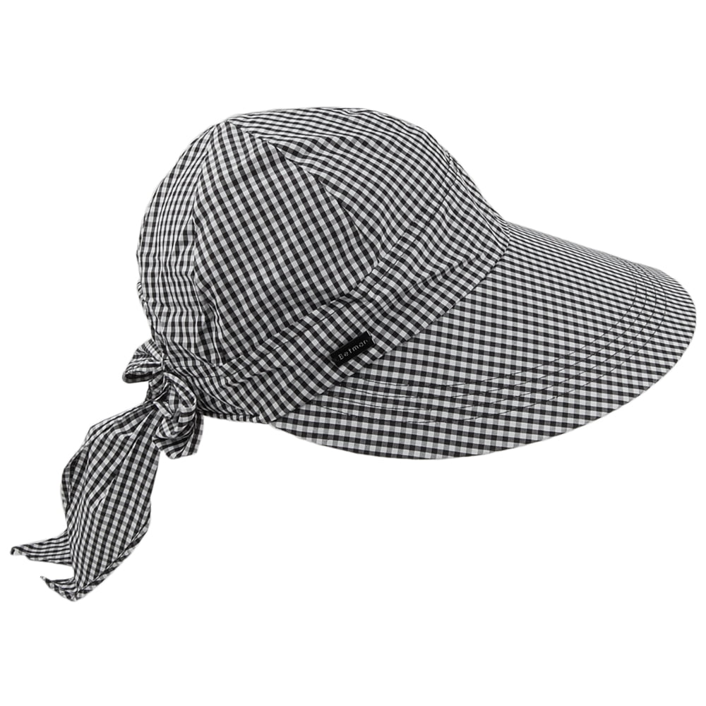 Betmar Sommermütze mit großem Visier Gingham - Schwarz-Weiß