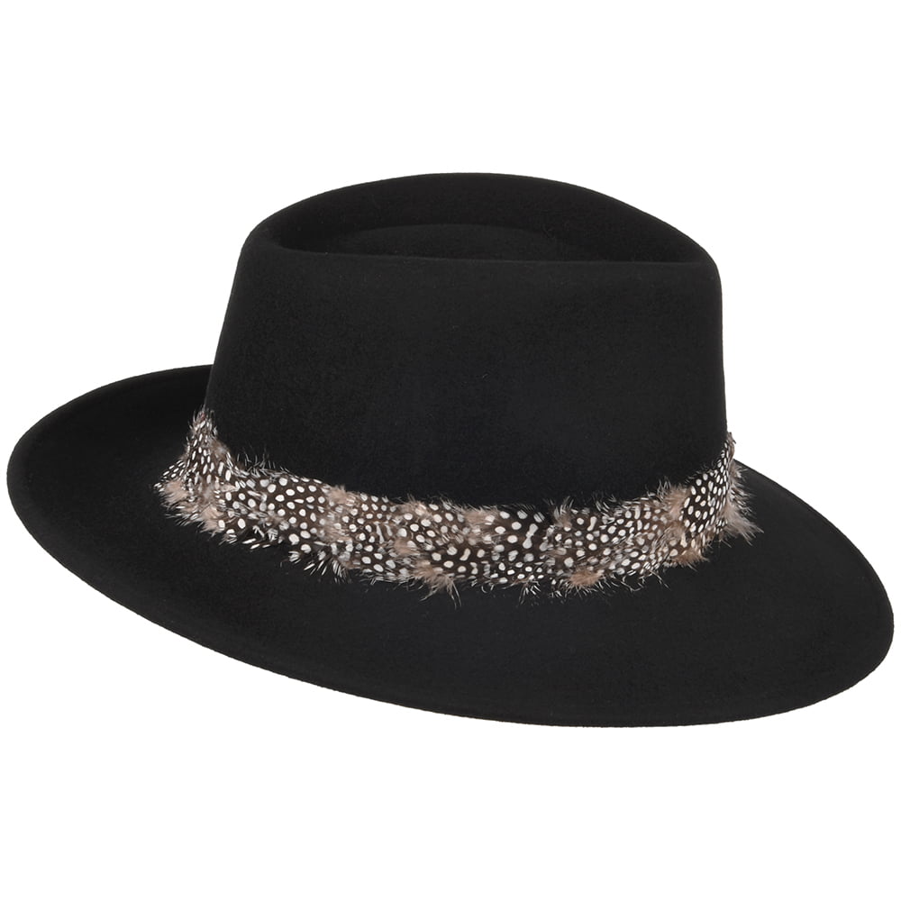 Failsworth Country Feder Fedora Hut - Schwarz