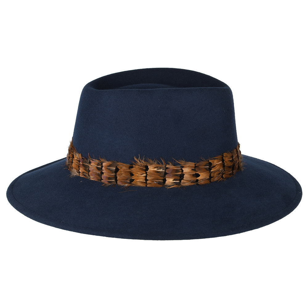 Failsworth Wasserabweisender Feder Fedora Hut - Marineblau