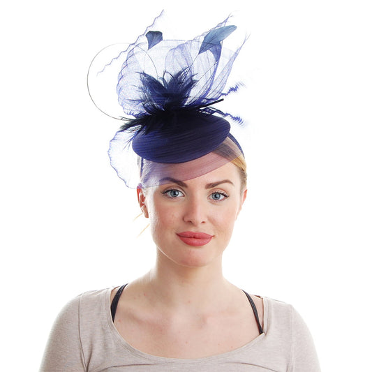 Failsworth Aubrey Tüll Pillbox Fascinator - Marineblau