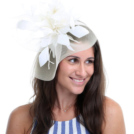 Jane Anne Designs Elizabeth Schleier Fascinator - Elfenbein