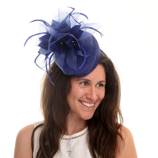 Jane Anne Designs Dahlia Pillbox Fascinator - Kobaltblau