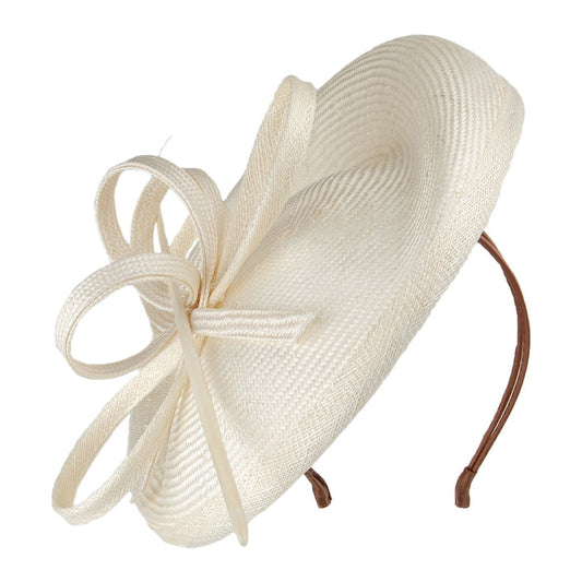 Whiteley Bella Disc Fascinator aus Stroh - Elfenbein