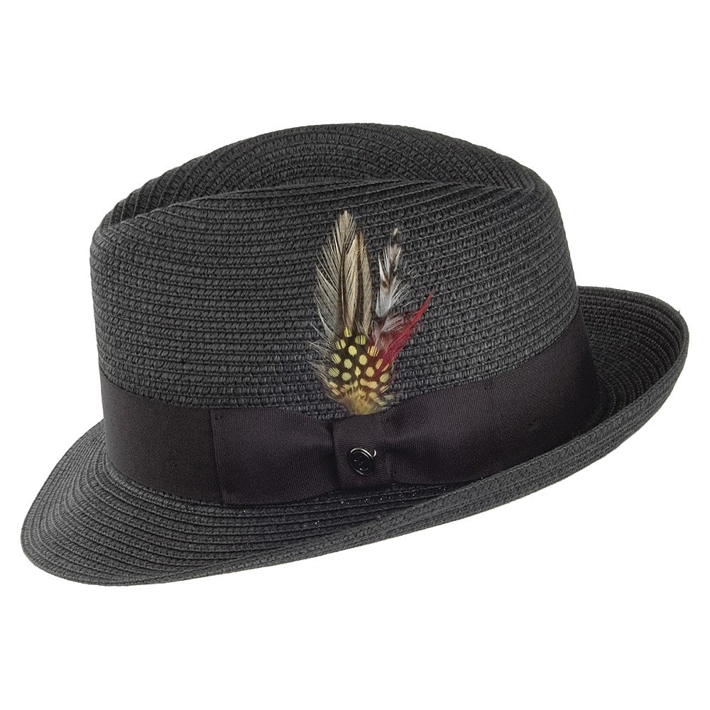 Jaxon & James Pinchcrown Trilby Toyo-Strohhut - Schwarz