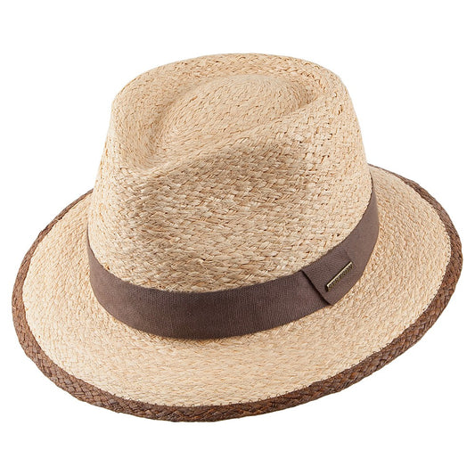 Stetson Teardrop Fedora Hut aus Raffia Stroh - Natur