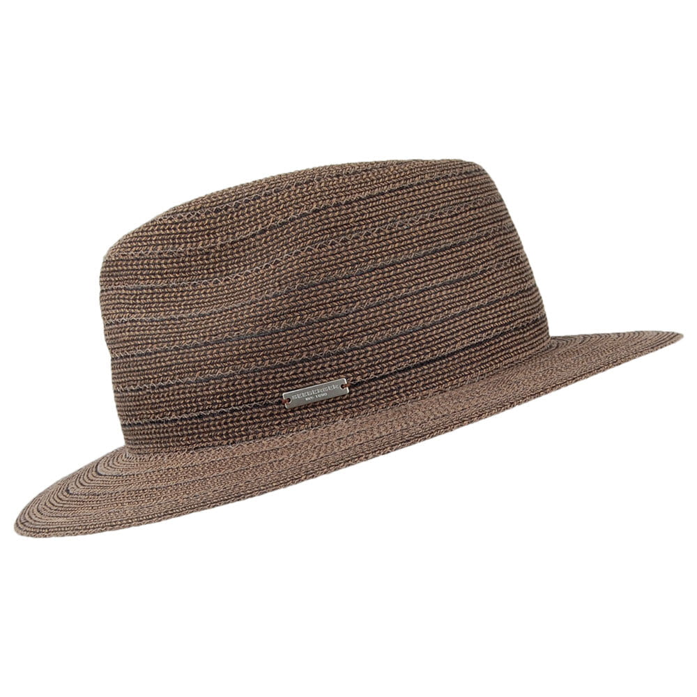 Seeberger Sommer Fedora Hut - Schwarz-Natur