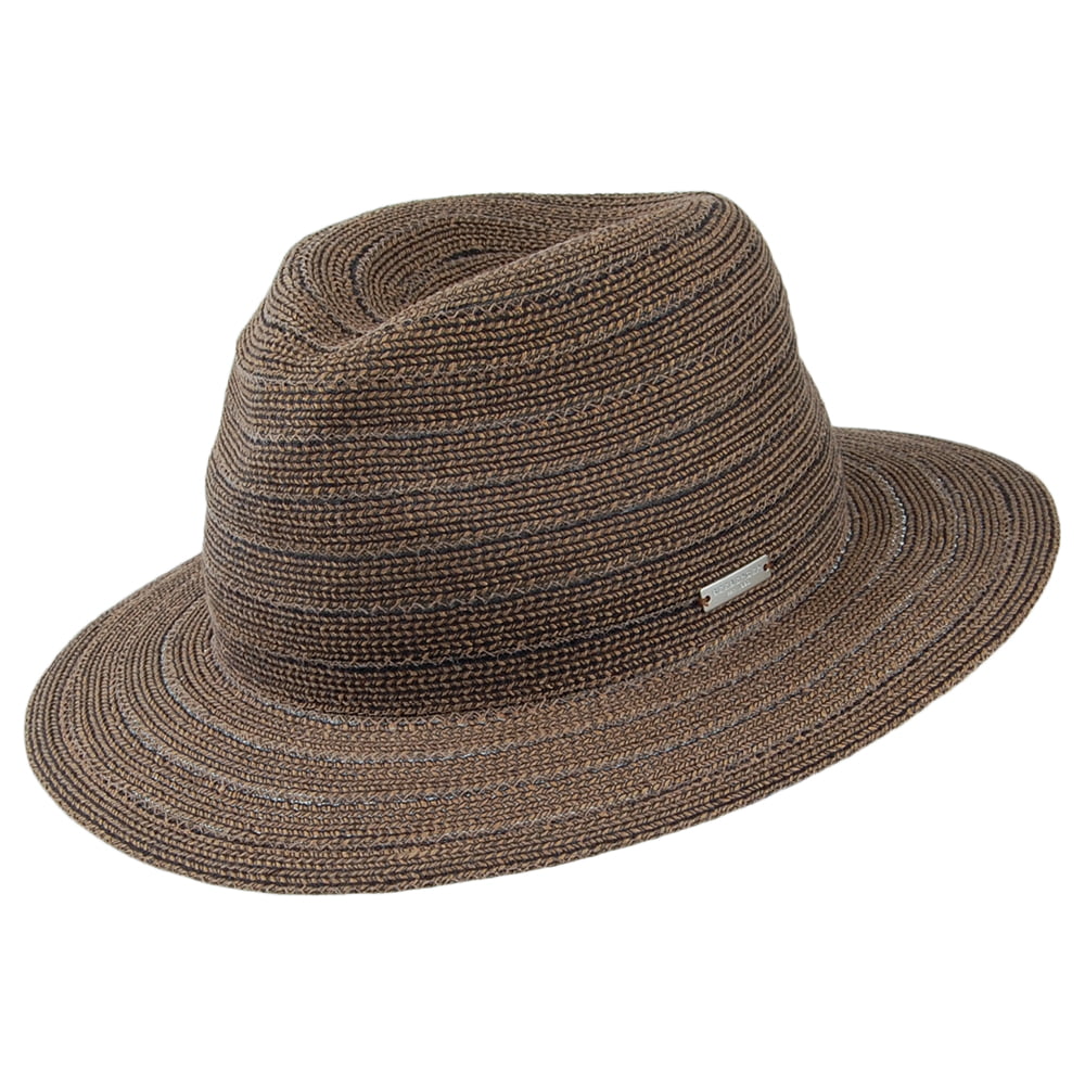 Seeberger Sommer Fedora Hut - Schwarz-Natur