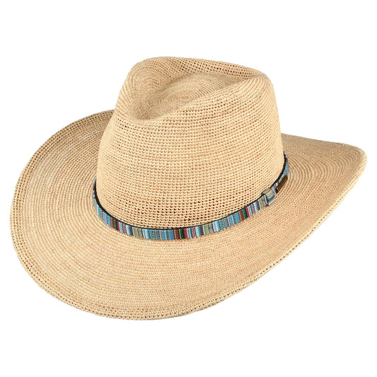 Stetson Gehäkelter Cowboy Hut aus Raffia-Stroh - Natur