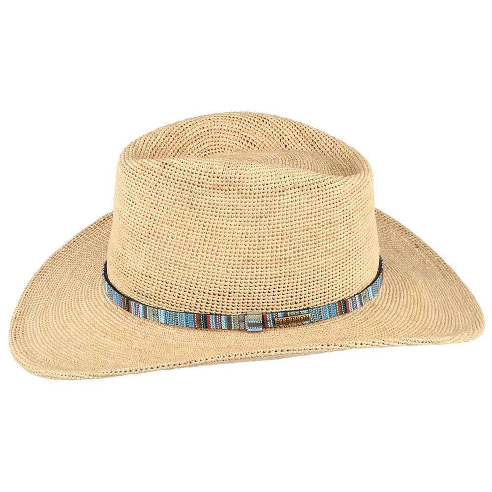 Stetson Gehäkelter Cowboy Hut aus Raffia-Stroh - Natur