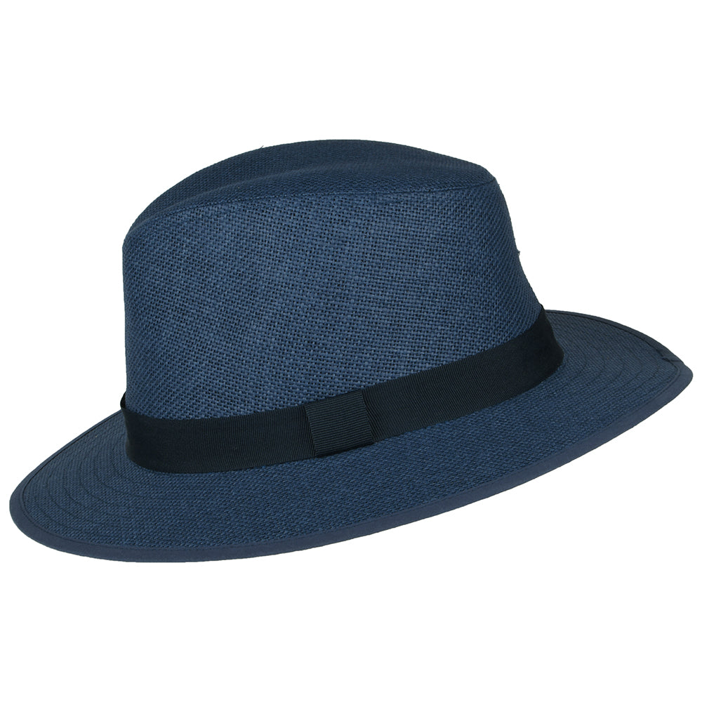 Failsworth Safari Fedora Hut aus Toyo Stroh - Marineblau