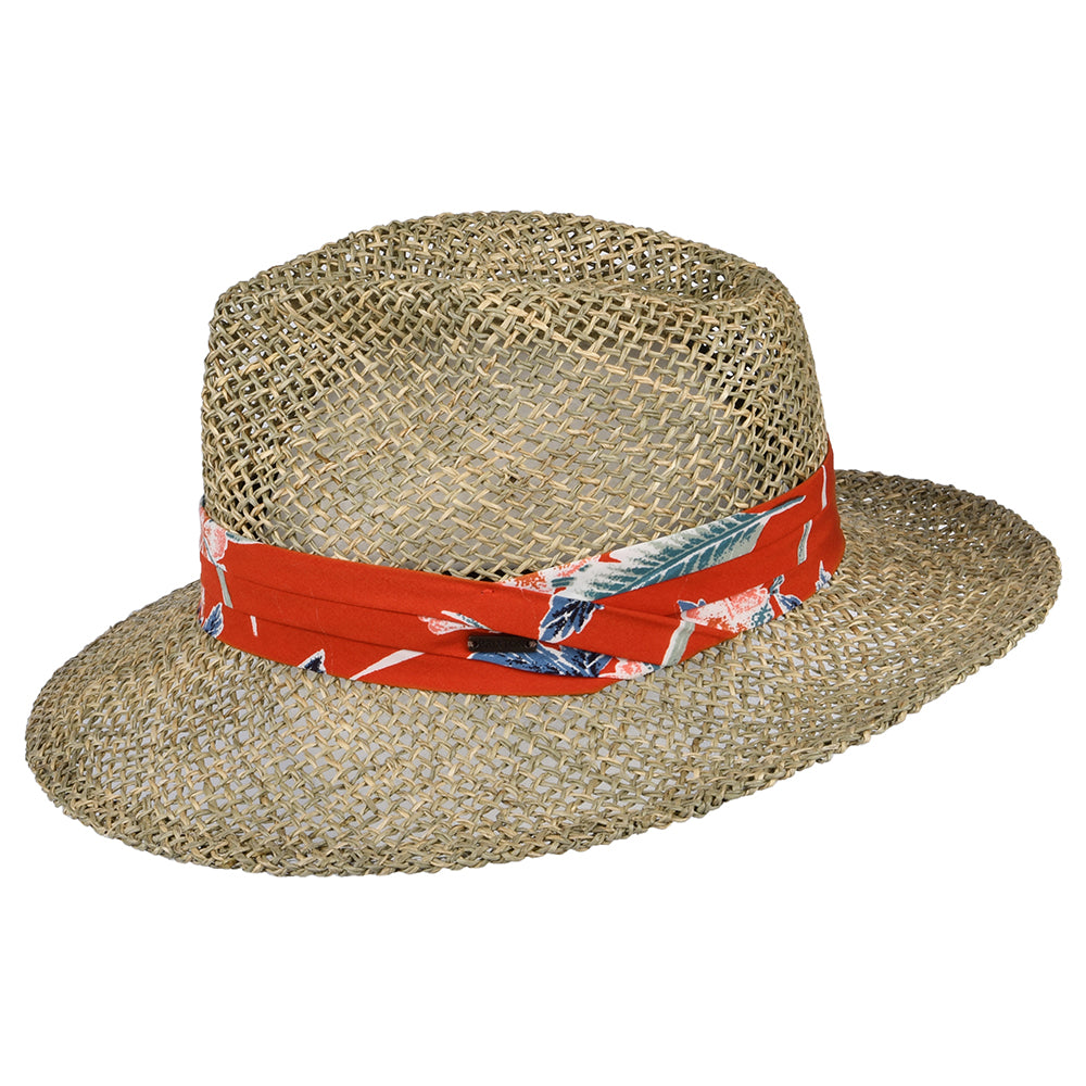 Brixton Aloha Fedora Hut aus Seegras Stroh - Natur-Orange