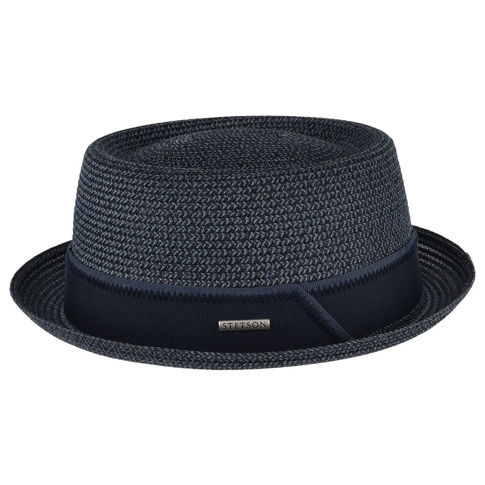 Stetson Pork Pie Hut aus Toyo Stroh - Blau