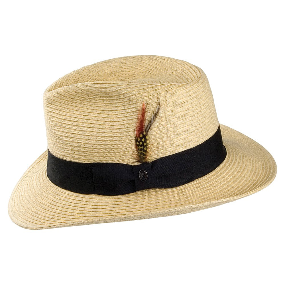 Jaxon & James Sommer C-Krone Fedora Hut aus Stroh - Natur