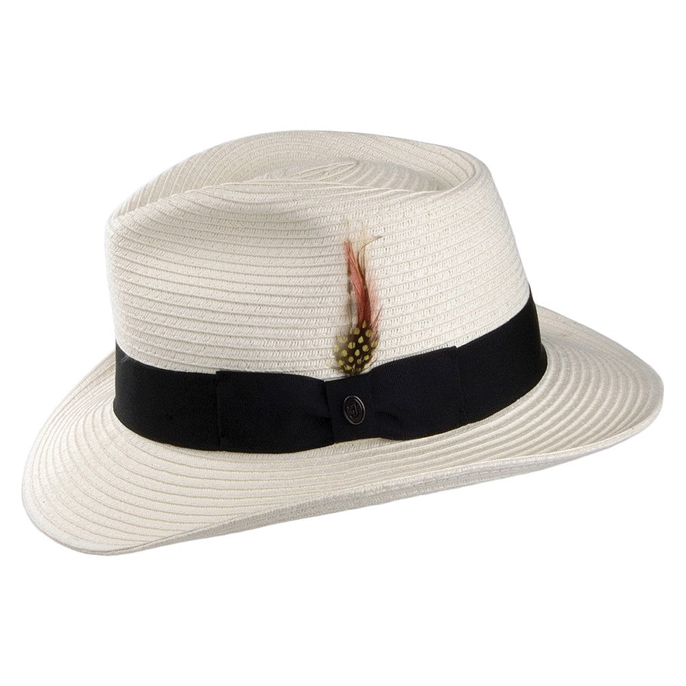 Jaxon & James Sommer C-Krone Fedora Strohhut - Elfenbein