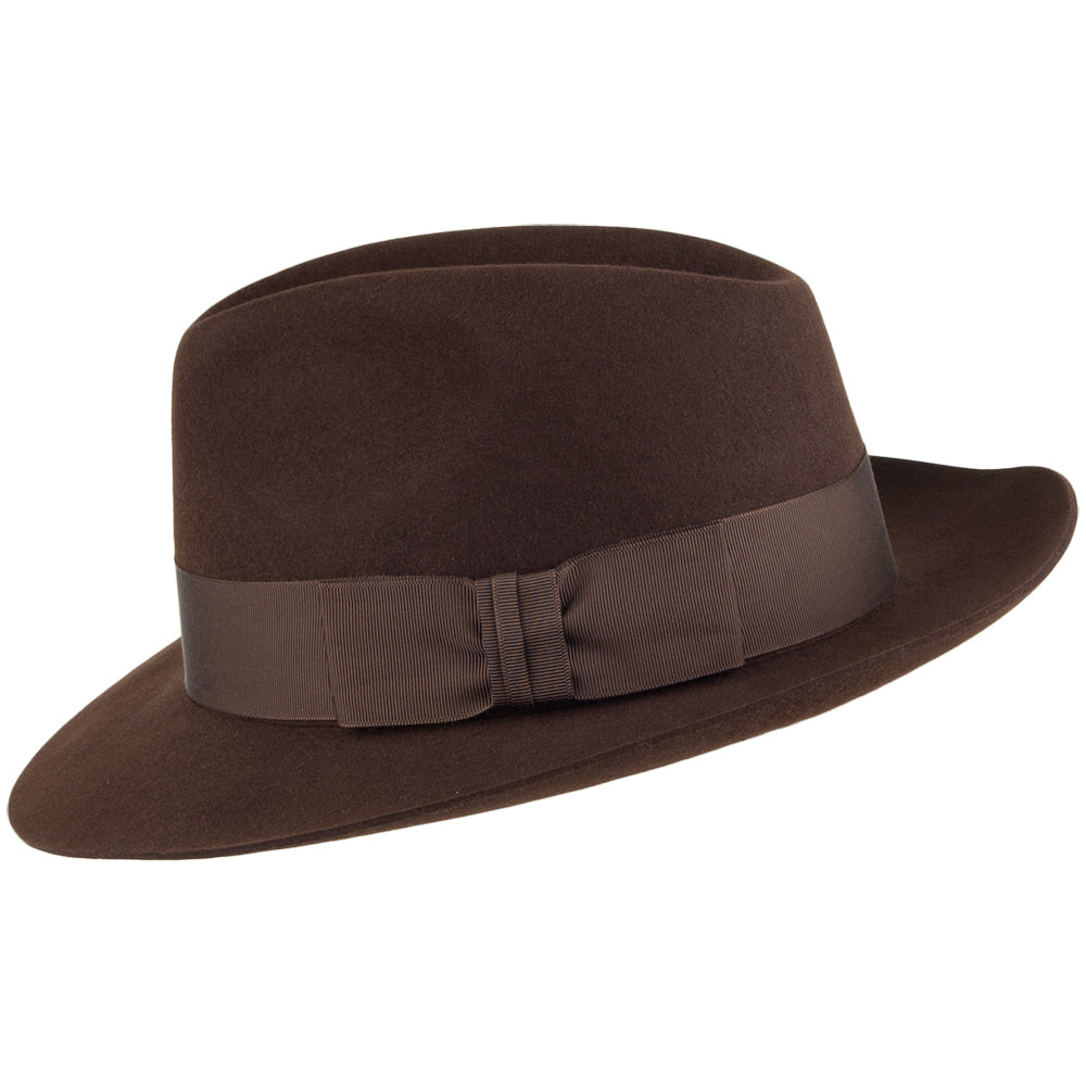 Christys Knightsbridge Fedora Hut aus Haarfilz - Braun