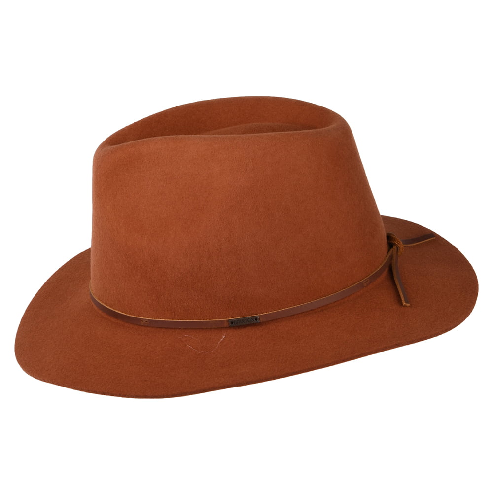 Brixton Wesley Fedora Hut aus Wollfilz - Karamell