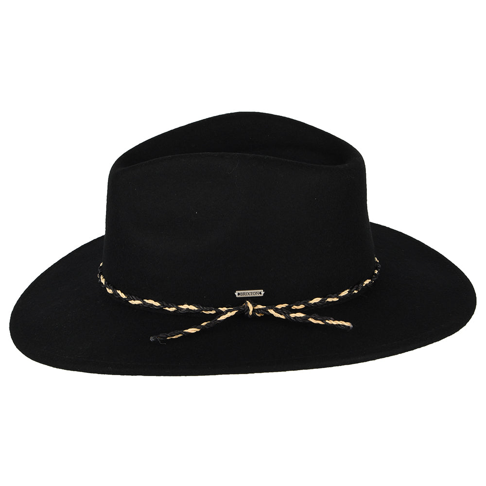 Brixton Messer Western Fedora Hut aus Wollfilz - Schwarz