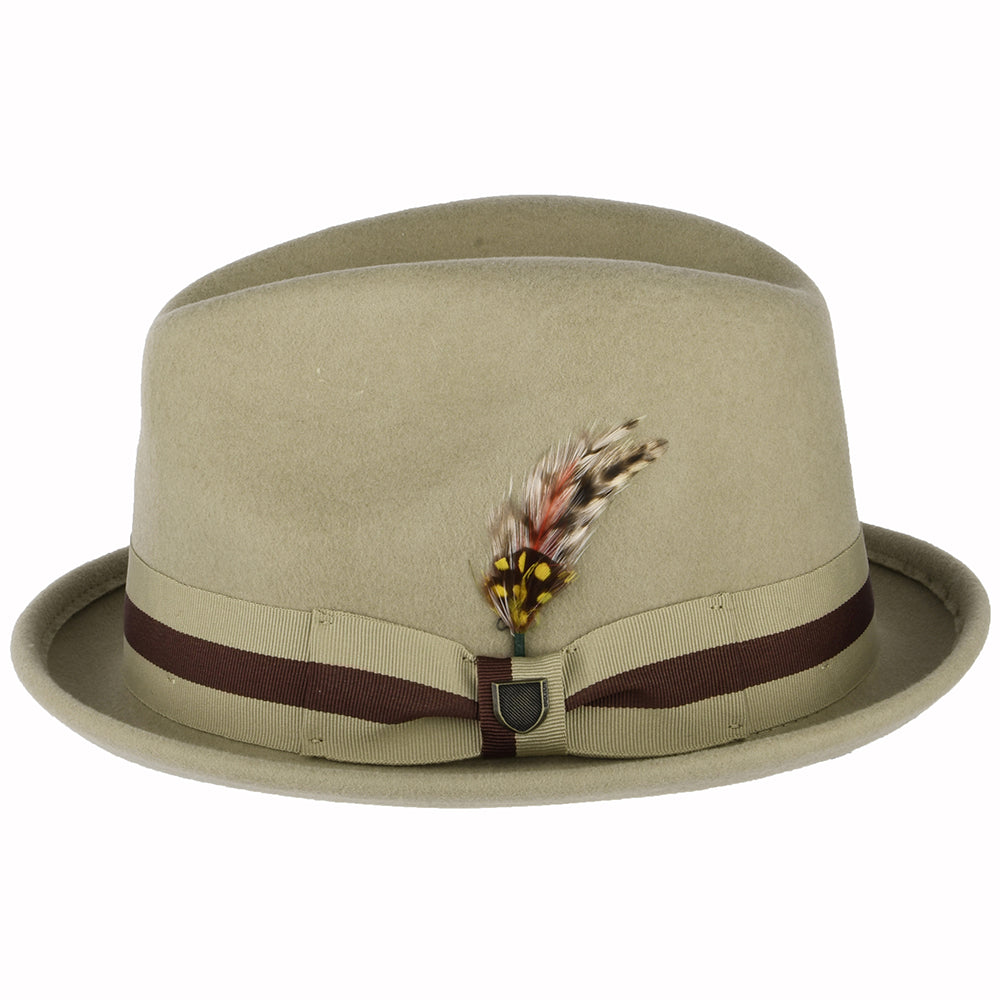 Brixton Gain Trilby Hut aus Wollfilz mit gestreiftem Band - Sand-Braun