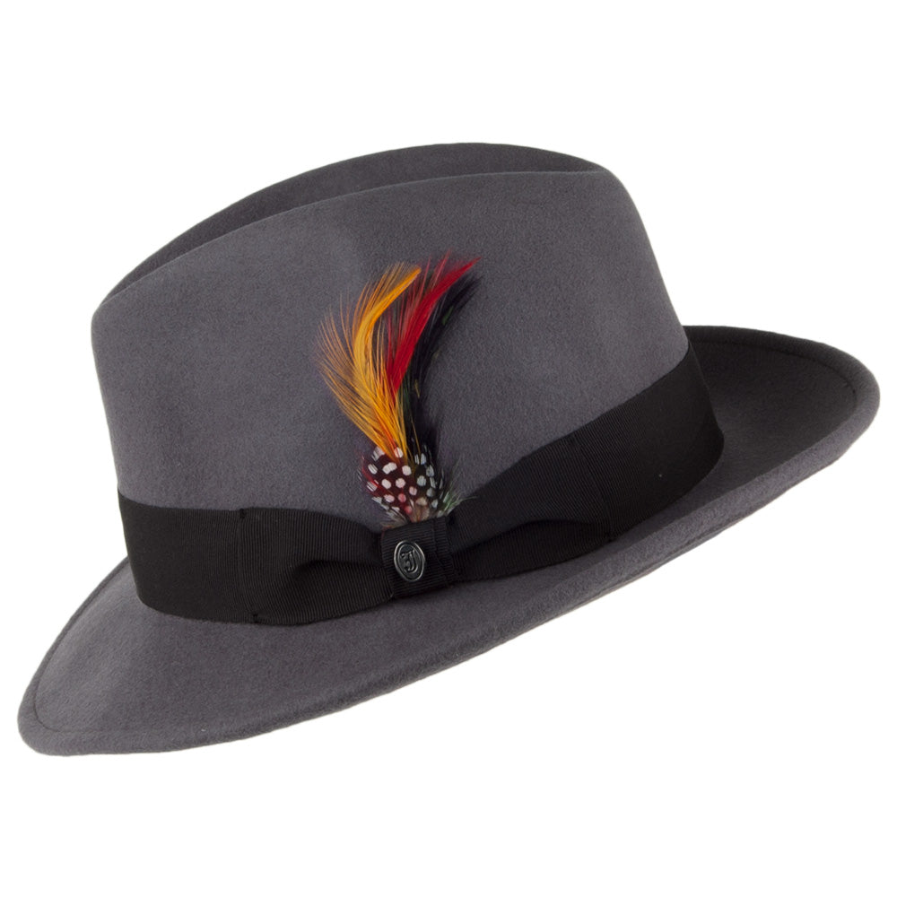 Jaxon & James Knautschbarer Pinchcrown Fedora Wollfilzhut - Grau