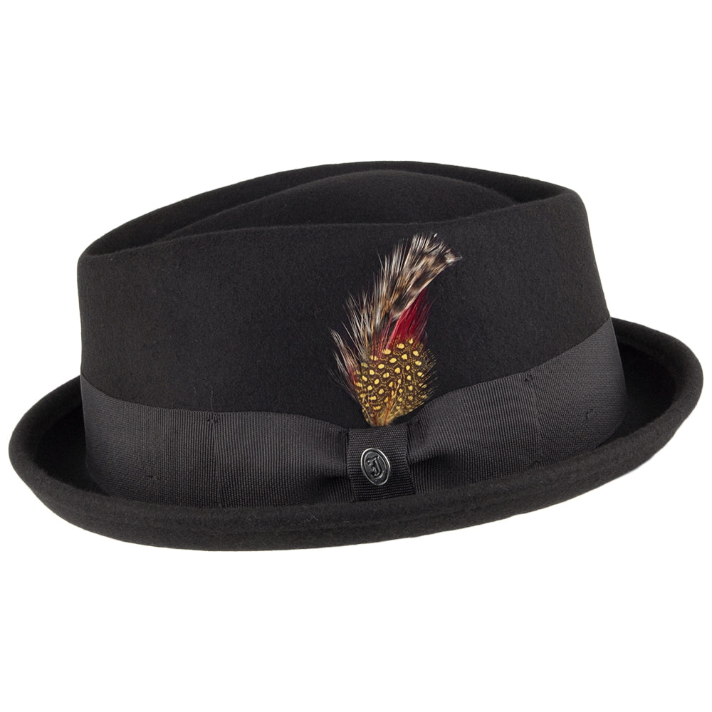 Jaxon & James Knautschbarer Diamond Crown Porkpie Wollfilzhut - Schwarz