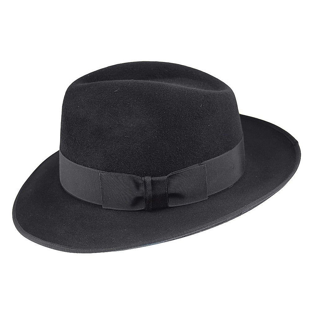 Christys Unisex Gangster Fedora Hut aus Haarfilz - Schwarz