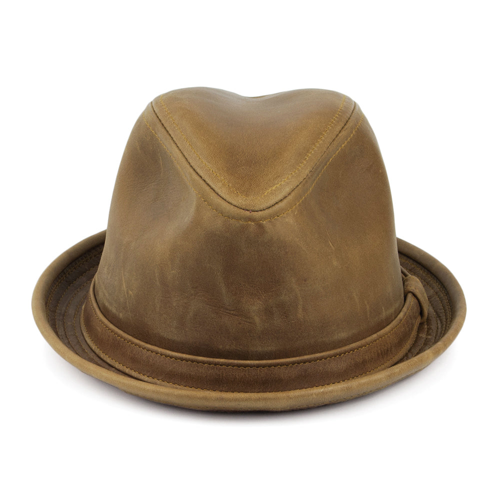 New York Co. Vintage Trilby Hut aus Leder - Braun