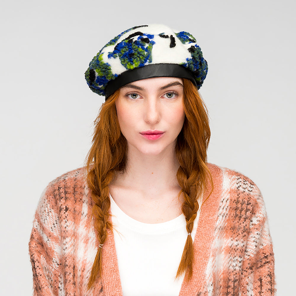 Kangol Wollige Baskenmütze Floral - Creme