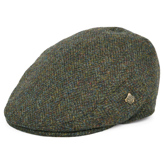 Failsworth Stornoway Schiebermütze aus Harris Tweed - Olivgrün-Mix