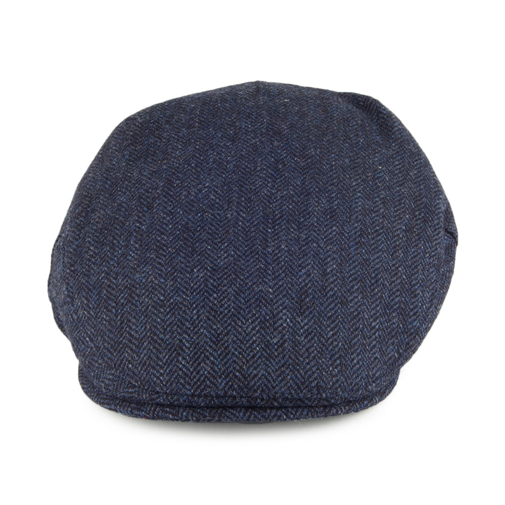 Christys Balmoral Country Tweed Schiebermütze mit Fischgrätmuster - Marineblau