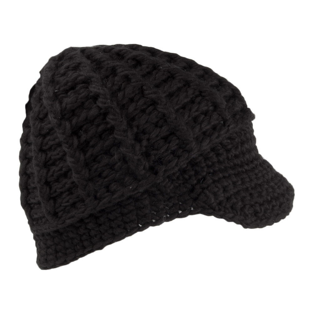 Scala Letizia Gestrickte Schirm Beanie Mütze - Schwarz