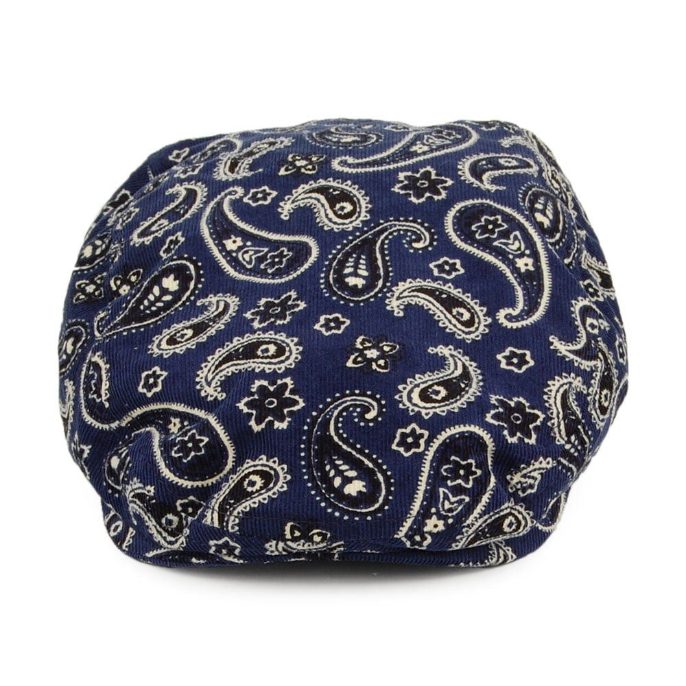 Carlos Santana Fantasie Paisleymuster Kord Schiebermütze aus Baumwolle - Marineblau-Multi