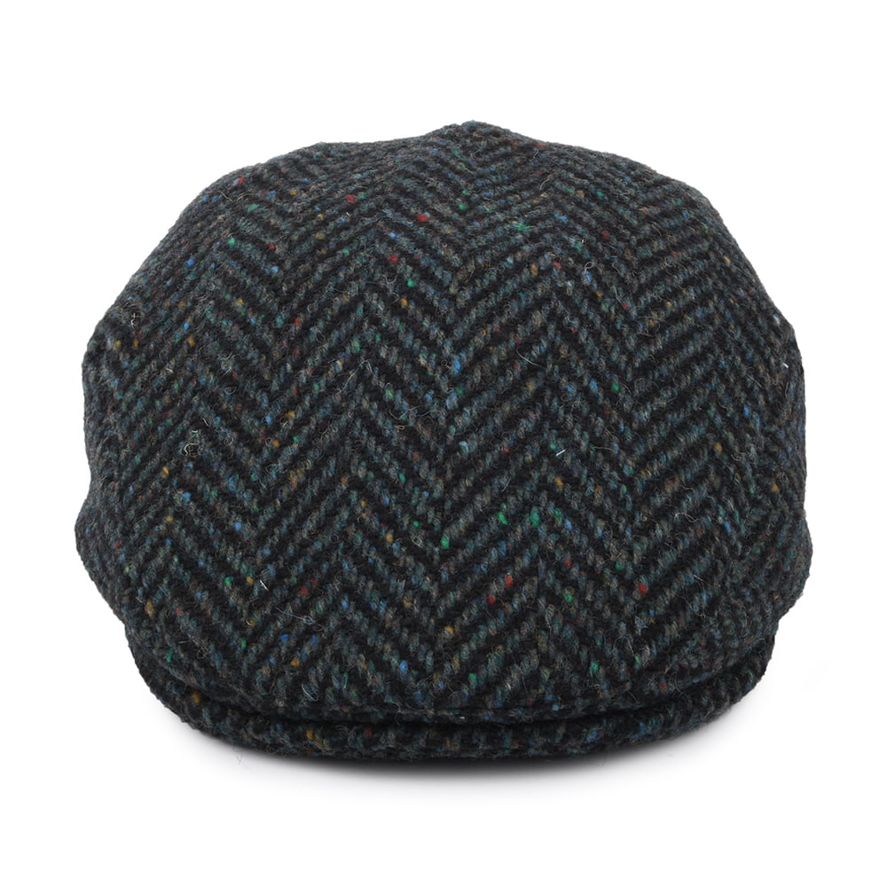 Jaxon & James Stravalley Donegal Tweed Schiebermütze mit Fischgrätmuster - Blau-Mix