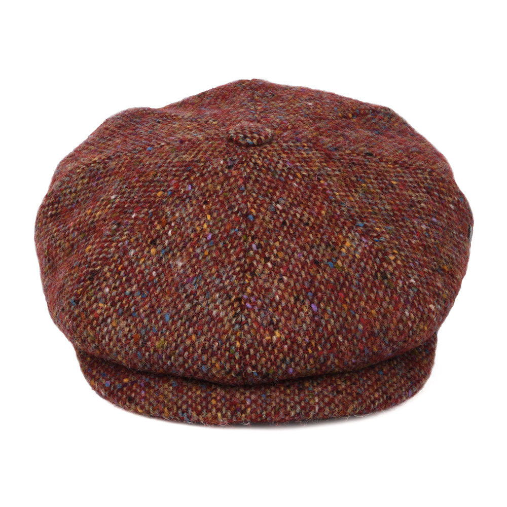 City Sport Deep Fit Donegal Tweed Ballonmütze aus Marl Tweed - Weinrot-Multi