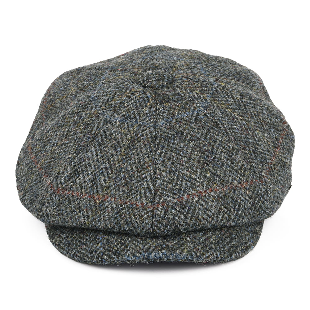 Failsworth Carloway Harris Tweed Ballonmütze mit Fischgrätmuster - Grau-Mix