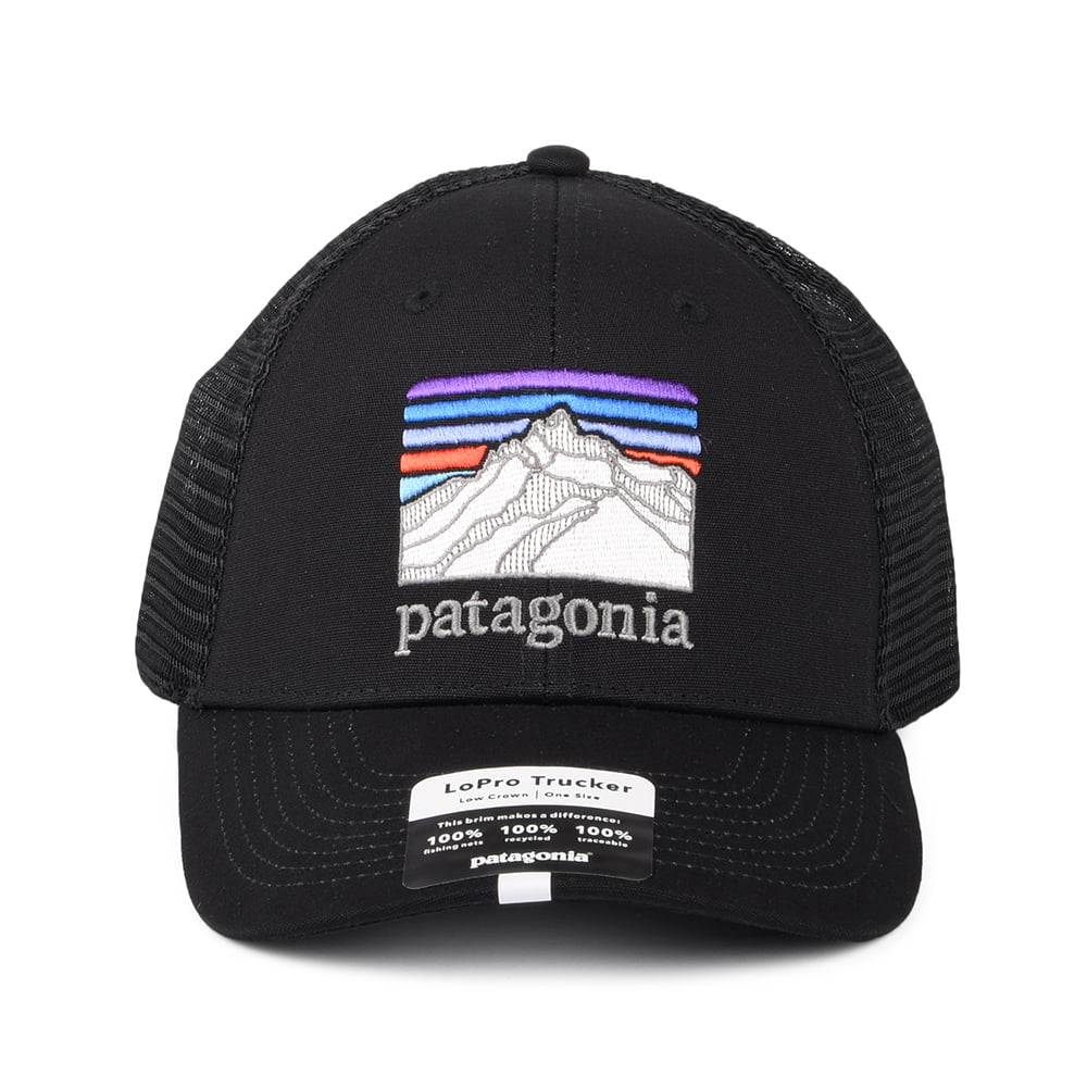 Patagonia Line Logo Ridge LoPro Trucker Cap aus Organic Cotton Canvas - Schwarz