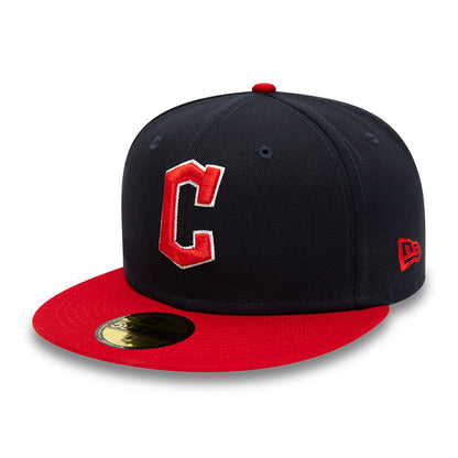 New Era 59FIFTY Cleveland Guardians Baseball Cap - MLB On Field AC Perf - Marineblau-Rot