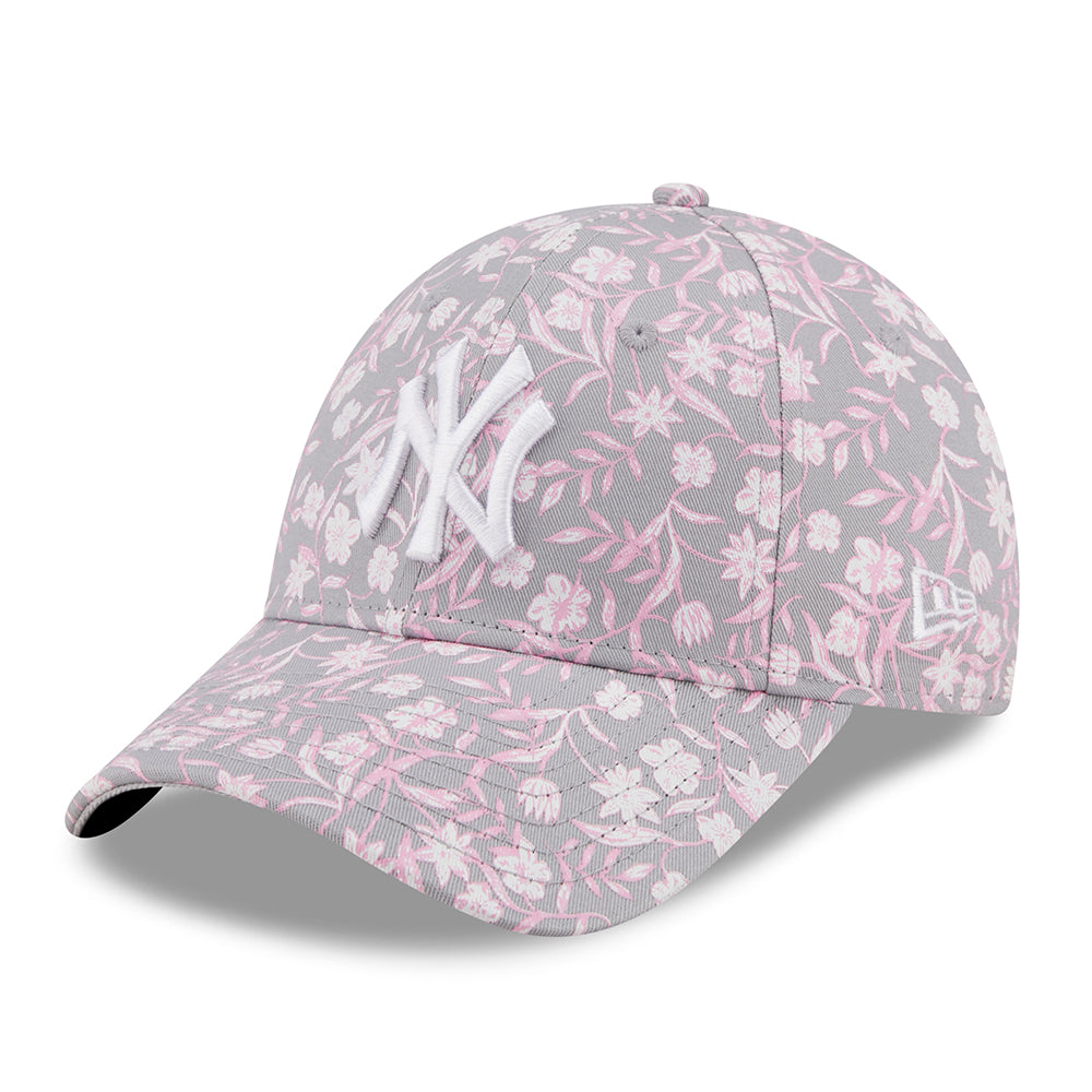 New Era Damen 9FORTY New York Yankees Baseball Cap - MLB Floral - Hellgrau