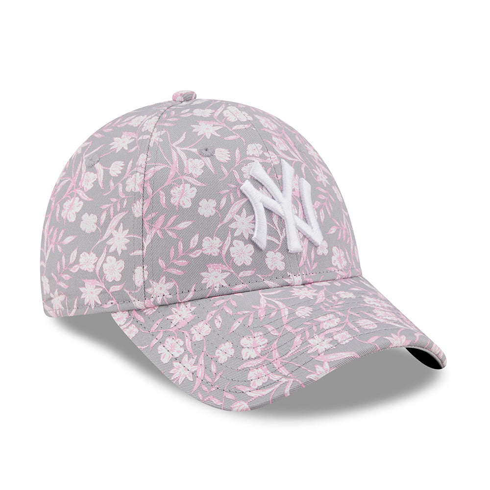 New Era Damen 9FORTY New York Yankees Baseball Cap - MLB Floral - Hellgrau