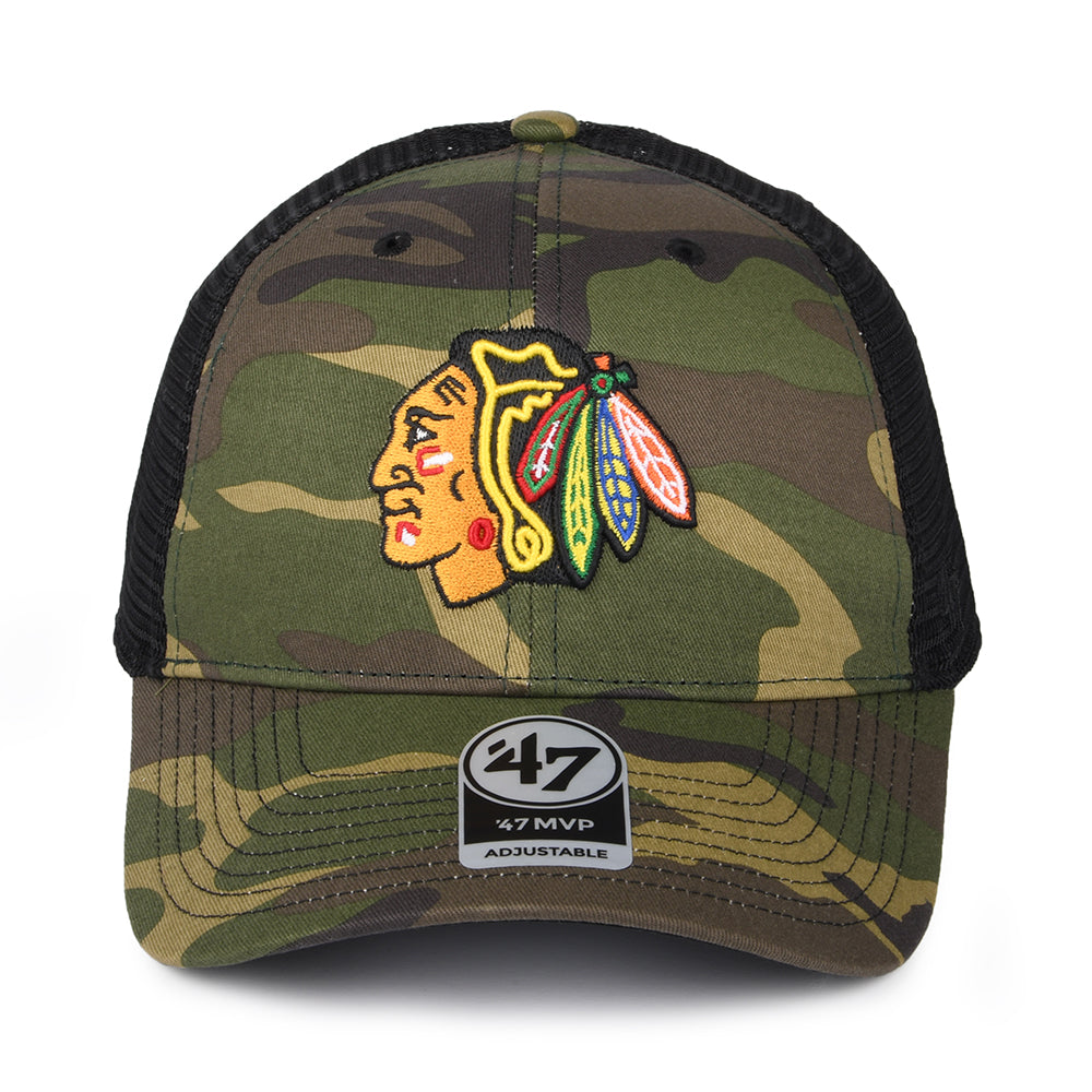 47 Brand Chicago Blackhawks Trucker Cap - NHL Camo Branson MVP - Tarnfarben