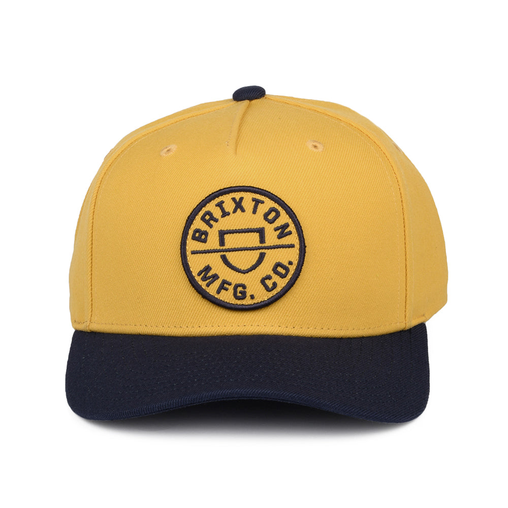 Brixton Crest C NetPlus MP Snapback Cap - Gelb-Marineblau