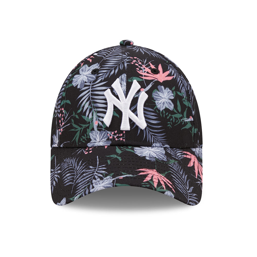 New Era Damen 9FORTY II New York Yankees Baseball Cap - MLB Floral - Schwarz-Weiß