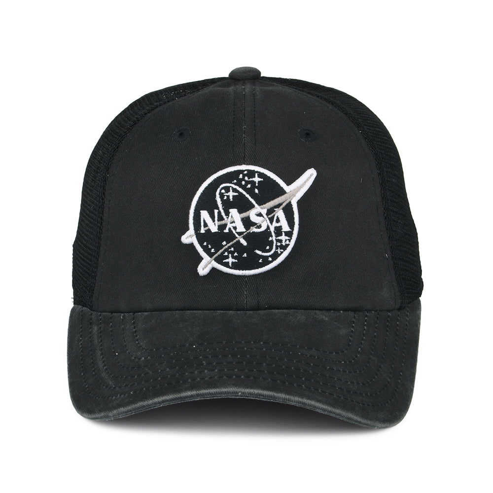 NASA Raglan Bones Trucker Cap - Verwaschenes Schwarz