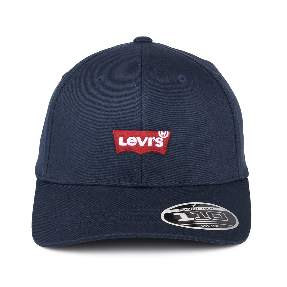 Levi's Mid Batwing Flexfit Baseball Cap mit leerem Etikett - Marineblau