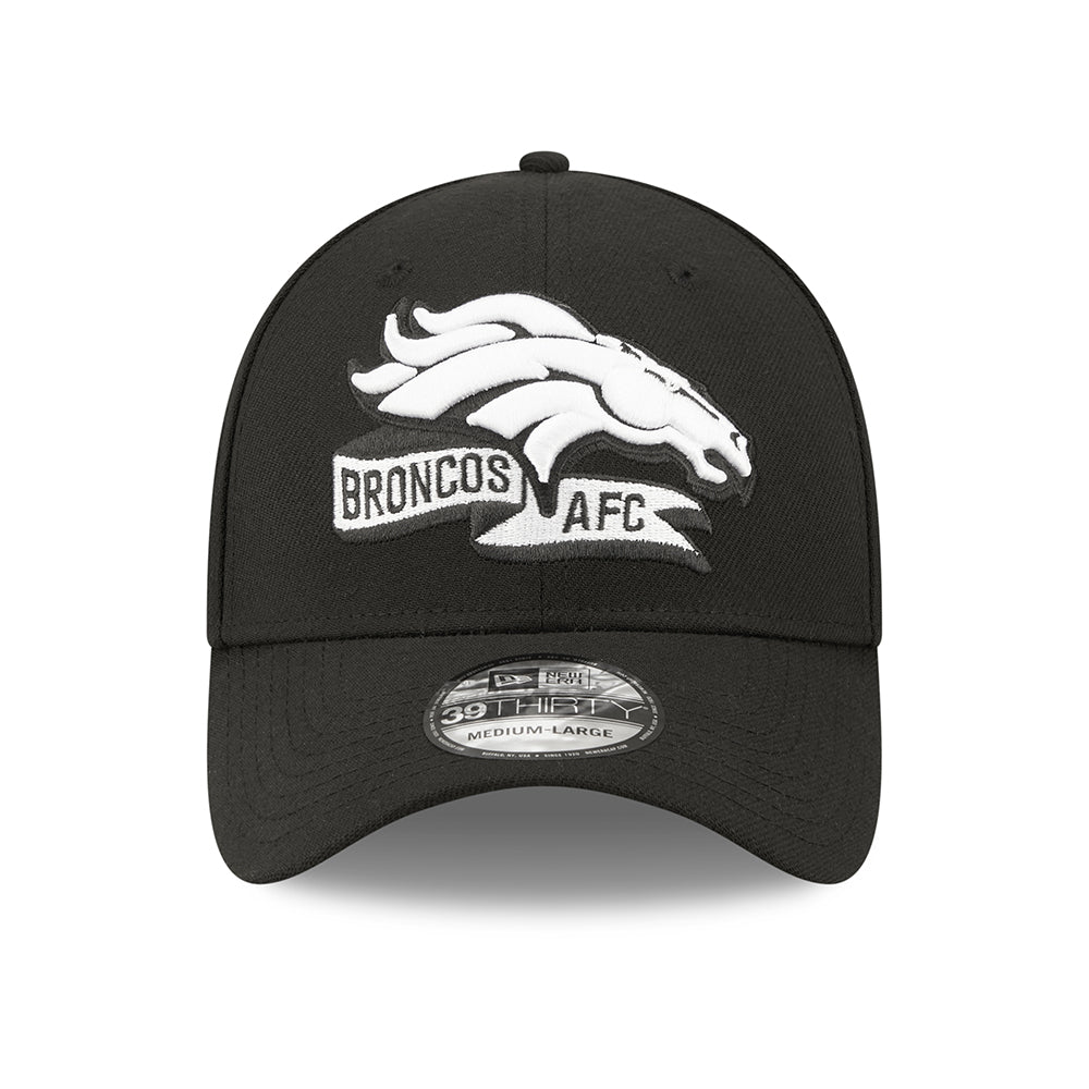 New Era 39THIRTY Denver Broncos Baseball Cap - NFL Sideline - Schwarz-Weiß