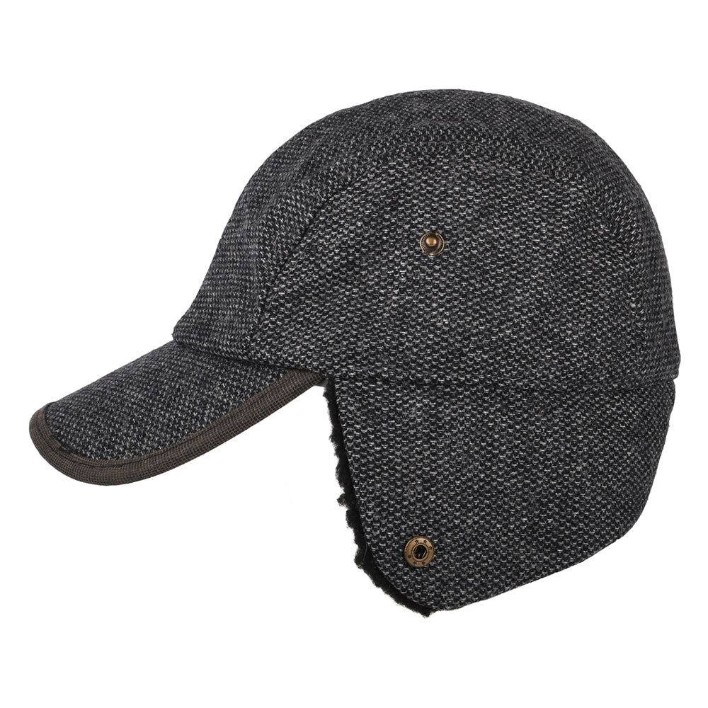 Dorfman Pacific Winter Baseball Cap Nail-Head mit Ohrenklappen - Anthrazit