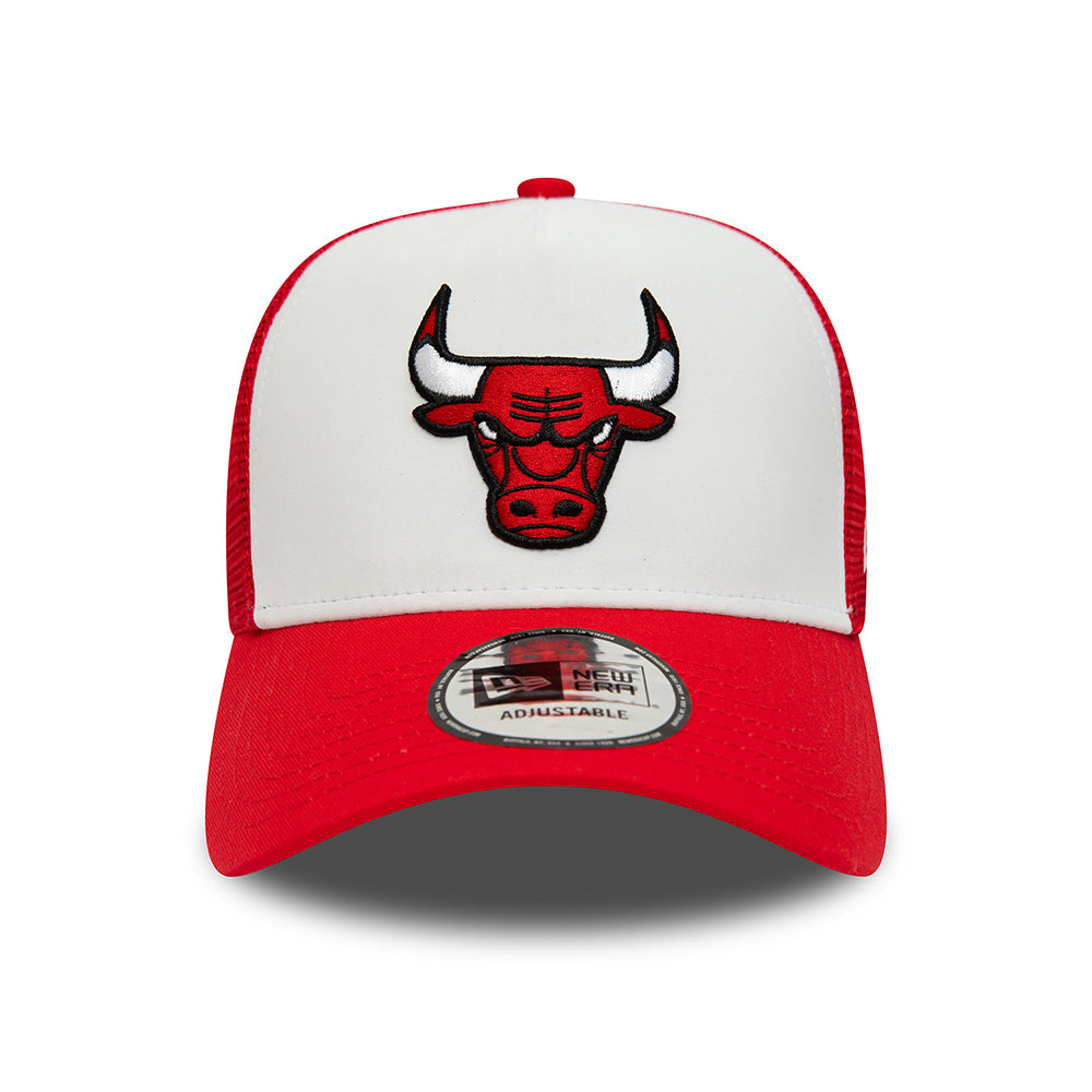 New Era 9FORTY A-Frame Chicago Bulls Trucker Cap - NBA Team Colour Block - Weiß-Rot