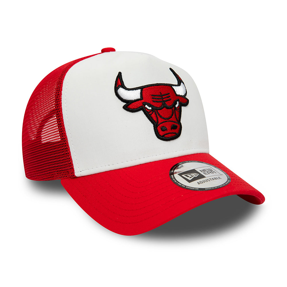 New Era 9FORTY A-Frame Chicago Bulls Trucker Cap - NBA Team Colour Block - Weiß-Rot